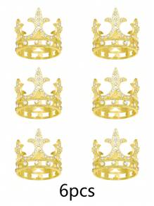 6 pièces Mini couronnes en métal de princesse, décorations de gâteau et fournitures de fête, faveurs et décorations de fête, ensemble avec coiffure festive