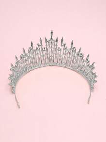 European Regal Palace Style Luxurious Bridal Crown, Queen Stage Performance Dress Accessories, Crown - Silver - View 5