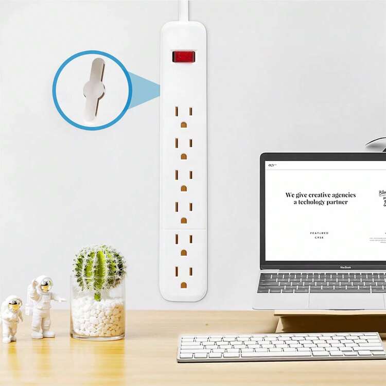 Regleta multicontactos electricos con 6 salidas 0.3m con interruptor color blanco - 6 entradas - Añade 2