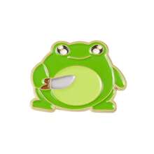 1pc Cute Cartoon Frog Design Funny Shape Metal Oil Drop Brooch - Multicolor - View 4