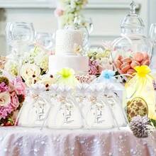 36/21/15件套图案合金珍珠钥匙扣，双花合金钥匙扣吊坠，可爱小白花珍珠饰品，耳机套，包包挂饰（5个珍珠花钥匙扣、5张感谢卡和5个欧根纱袋） - 15件(5套) - 查看 8