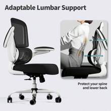 TRALT - Silla de Oficina ergonómica con Soporte Lumbar Ajustable, Silla de computadora de Malla, Silla ejecutiva para Oficina en casa, cómodo Soporte Lumbar (Blanco) - Beis - Ver 9