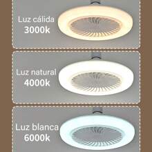 Ventilador de techo con luz 2 en 1, portalámparas E27 universal, con mando a distancia, 3 velocidades de viento ajustables gradualmente, luz silenciosa, adecuado para sala de estar y dormitorio. - Blanco - Ver 4