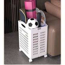 An Extra-Large Foldable Laundry Cart - A Multi-Functional Storage Basket With Wheels, A Multi-Layer Storage Rack, Heavy-Duty Mobile Linen Cart, Suitable For Dormitories And Bathrooms For Storing Dirty Clothes And Trash, Shelf Basket, Portable, Lidless Clothing Storage Solution, Suitable For Bathrooms And Balconies, Durable Plastic, Ideal Christmas Gift, Mobile Clothes Basket | Modern Laundry Basket | Easy-To-Carry Handle, Laundry Basket - White - View 7