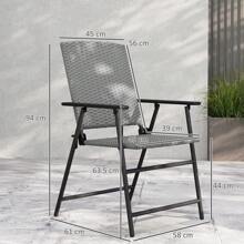 Outsunny 4pcs Rattan Chair Garden Furniture Wicker Foldable Chair Steel Frame For Poolside Garden - Grey - View 3