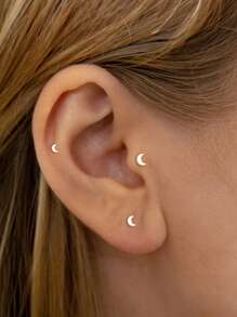 3pcs Cute Moon 925 Sterling Silver Earring For Women Classic Stud Earring Minimalist Wedding Party Bridal Jewelry Fine Jewelry