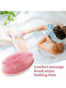 Silicone Shampoo Shower Brush, Double-Sided Massage Bath Brush, Silicone Body Scrubber For Shower, Body Exfoliating Brush, Premium Silicone Loofah, Head Brush, For Cleaning Dirt And Stains, Soft Home Bathroom Decor Fall Decor Back To School - Multicolor - View 3
