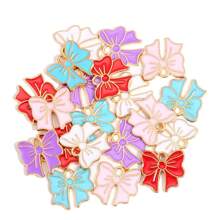 10 件可爱蝴蝶结金属合金吊坠，适合制作女士吊坠耳环、手链、DIY 工艺品 - 金色 - 查看 3