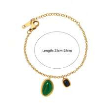 MONALLY 18K Gold Plated Ladies Jewelry Versatile Elegant Black Green Asymmetric Glass Pendant Stainless Steel Gold Anklet For Mother&Lover&Birthday Gift Hypoallergenic Accessories Daily Wear - Anklet - View 5