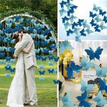 1 pieza Guirnalda de mariposas de papel 3D con banderas de colores, adecuada para bodas, fiestas, cumpleaños, decoración colgante de vacaciones DIY, decoración de guirnalda de mariposas 3D, banderas vibrantes etéreas, de color aleatorio (a juego para bodas, fiestas, vacaciones), alegre decoración de mariposas de colores que agrega un ambiente romántico
