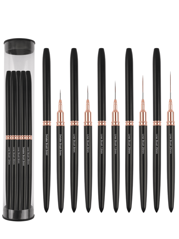 Set di pennelli per unghie, 1/5 pezzi con manico in metallo, pennelli per arte di unghie di dimensioni 5/8/12/20/25mm, strumenti per disegno e pittura di unghie, adatti per uso domestico e salone di bellezza professionale