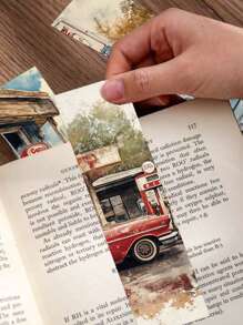 30pcs Vintage Used Gas Station Bookmarks, Student Reading Book Decoration, Office Supply, DIY Message Cards