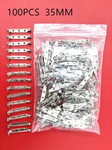 100pcs Metal Brooch Back Set, Silver Pin Bars With Clasp, For Badge, Jewelry Making And DIY Crafts, With Transparent Storage Bag - Gold - View 6
