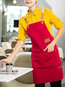 1pc Thickened Canvas Apron, Waterproof Apron For Cooking, Cafe, Coffee Shop, Catering Industry - One Size - View 14