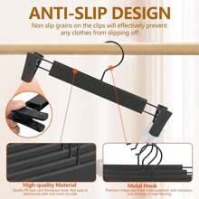 10-80 Pack Pack Clear Pants Hangers, Non-Slip Women's Skirt Hanger, Heavy Duty Slim Plastic Hanger, Space Saving Organizing Skirt Hanger With Clips For Pants, Skirts - 黑色 - 查看 3