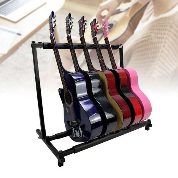 5 Seat Multi Guitar Rack Stand Padded For Multiple Electric Acoustic Bass Holder