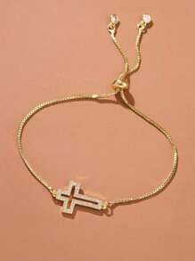 1 pieza Brazalete de niña decorado con cruz de circonita cúbica de moda - geometría - Ver 1