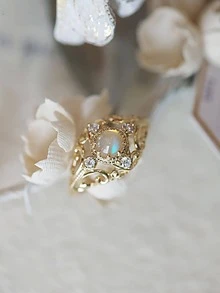 1 件 S925 纯银复古独特戒指女士珠宝女士精致锆石单戒指精美珠宝礼物送给女孩生日舞会派对日常生活约会装饰 - 金色 - 查看 3