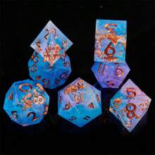 Handmade Bi-Color Resin Dice Set, Suitable For Role-Playing Games With Starry Sparkle And Precise Edge, Suitable For Teenagers Aged 14+, A Perfect Gift For Birthday Or Christmas - Multicolor - View 2
