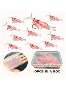 10/20/30 قطعة طعم صيد ربيان حيوي، طعم حيوي مع خطاف، طعم ربيان ناعم صغير للصيد - متعدد الألوان - مشاهدة 8