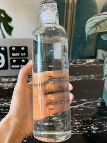1pc Time Scale Water Bottle, Ins Style High-Desity Beverage/Juice Cup, Large Transparent Portable Minimalist Internet Celebrity Water Bottle