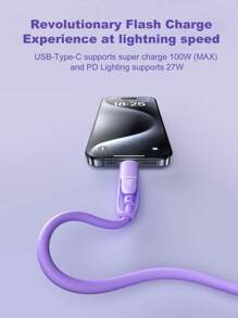 Durcord 四合一 66W/100W（最大）/27W 快充线，兼容多种手机，硅胶充电线，安卓/Type-C USB 设备，便携式充电器，兼容 17/16/15/14/13/12/11/S24/S23/S22/S21、vivo 等机型，通用高效充电适配器 - 彩色 - 查看 7