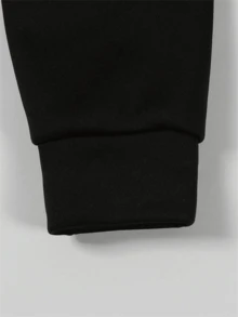 Spring Solid Color Street Loose Hoodies Long Sleeve Drawstring Pockets Shark Print Casual Hoodies For Women - Black - View 7