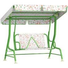 AIYAPLAY Columpio de Jardín Exterior para Niños de +3 Años Balancín de Jardín Exterior de 2 Plazas con Toldo Ajustable Arnés de Protección y Estampados Bonitos 112x75x120 cm - Verde - Ver 7