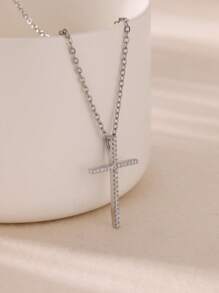 1 PC Zirconia Cross Pendant Necklace For Women Gold Color Collar Necklaces 2025 Goth Party Wedding Jewelry Gifts