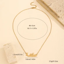 YUZENG 1件不锈钢时尚吊坠项链，心形标语，适合日常佩戴 - 金黃色 - 查看 4