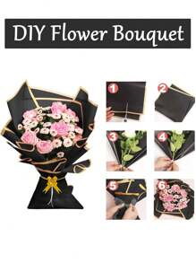 30pcs/Set Flower Wrapping Paper With Ribbon, Waterproof Flower Bouquet Packaging Paper, Suitable For Wedding, Birthday, Flower Shop, DIY Crafts