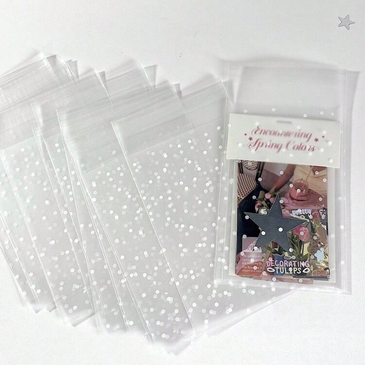 100 个透明圆形波点图案礼品包装袋，平口包装袋，小礼品包装袋 DIY 礼品袋，用于节日、生日、婚礼、派对礼品包装袋。、小礼盒、礼品包装、礼品包装、礼品袋、伴娘礼物、礼品袋、情人节、情人节、情人节、情人节礼品袋、我的第一个情人节、情人节物品、情人节装饰品 - 無色 - 查看 8