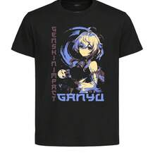 Black T Shirt Black Jersey Japanese Style  Ganyu-Uni Clothing - 黑色 - 查看 1