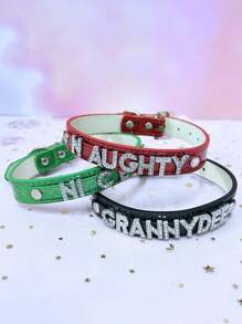 Custom Diamond Letters Choker Collar Necklace-Leather Adjustable-Custom Name Choker-Choker For Woman-Gift For Her - Multicolor - View 3