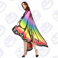 3 Pieces Per Set. Women's Butterfly Wing Shawl + Hair Hoop + Face Mask, A Halloween Costume Accessory Set. Festival Costume Accessories Including A Butterfly-Patterned Cape, An Antenna Headband, And A Lace Hollow-Out Mask. Suitable For Adult Butterfly Wing Costumes With Headpieces And Face Decorations For Christmas Parties. It Can Also Serve As A Birthday Gift, And Is Applicable For Parties, Cosplay, Stage Performances, Etc. - Purple - View 8
