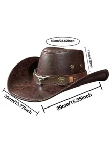 1 件男女通用牛头与腰带装饰咖啡波西米亚风牛仔帽、牛仔帽、爵士沙滩帽、软毡帽、太阳帽、软呢帽，适合日常、休闲、派对，涤纶材料，反光 - 咖啡棕 - 查看 5