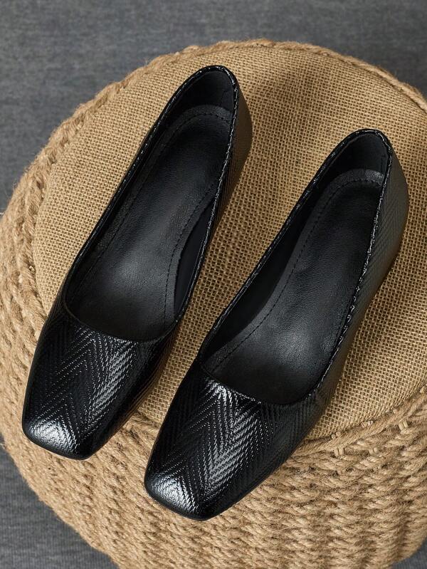 Sapatos femininos de salto quadrado e salto baixo, sapatos baixos azuis versáteis de alta qualidade para viagens de férias e rua