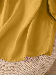 Women's Embroidered Loose Bohemian Vintage Blouse, Casual Spring/Summer Top Vacation - Yellow - View 5
