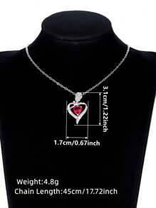 1 Pc Romantic Cubic Zirconia Heart Necklace Pendant For Women For Valentine's Day Gift Wedding Engagement Anniversary Party Jewelry,Mom,Mother,Mother's Day,Gift