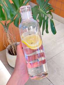 1pc Time Scale Water Bottle, Ins Style High-Desity Beverage/Juice Cup, Large Transparent Portable Minimalist Internet Celebrity Water Bottle