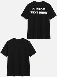 定制文字男士T恤，个性化文字/祝福语/有意义/有趣的文字，个性化字体/姓名/祝福语，圆领短袖T恤，黑色上衣，音乐节、家庭、情人节礼物、周年纪念礼物、送给好朋友的礼物、节日礼物、夏季装饰上衣，时尚达人，潮流，嘻哈，简约，轻松穿搭，简约时尚，休闲定制，独特，个性化理想礼物，送给家人、男友、朋友、孩子，嘻哈时尚 - 黑色 - 查看 3