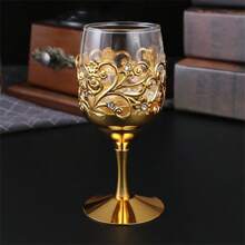 1 Set Of 6 European Style Rose Patterned Glass Stemware, Wine Glasses Suitable For Gatherings, Weddings And Other Occasions, Decorative Tabletop Craft