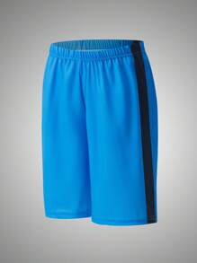 Teen Boy Quick Dry Breathable Mesh Sports Shorts, Loose Fit, Outdoor Workout Shorts - Blue - View 1