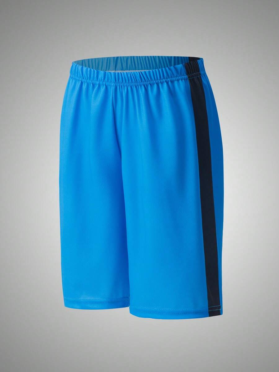 Teen Boy Quick Dry Breathable Mesh Sports Shorts, Loose Fit, Outdoor Workout Shorts - Blue - View 1