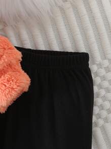 Girls' Winter New Warm Plush Love Hooded Korean Fashion Two-Piece Suit, Suitable For Outdoor Scenes. - 橘色 - 查看 6