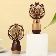 Mini portátil y adorable, con carga USB, este ventilador de escritorio con soporte es ideal para viajar. Ofrece tres niveles de velocidad del viento. Perfecto para actividades al aire libre en verano. La base del ventilador es desmontable (marrón/caqui). - Caqui - Ver 9