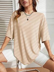 Unisex T-Shirt Women Men Basic T-Shirt - Khaki - View 2
