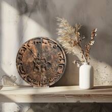 1 st Yoruba Ifa Divination Board Wall Art - Rond metalen bord met complexe gegraveerde symbolen, geschikt voor bruiloft, bruid, verjaardag, vrijgezellenfeest, jubileumdecoratie, willekeurige gatstijl