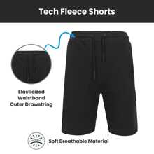 3-Pack Men's Tech Fleece Jogger Lounge Sweat Shorts With Zipper Pockets (Sizes, S-2XL) - Black & Heather Grey & Camo - View 8