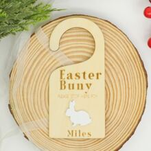 Custom Personalized Easter Door Sign, Easter Rabbit Stop Here Door Plaque - Multicolor - View 5